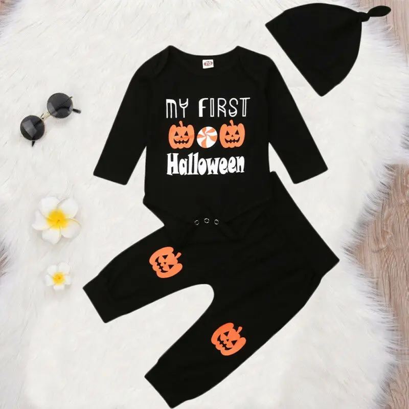 

Newborn Kid Baby Boy Girl Halloween Romper Bodysuit Long Pants Outfits Clothes