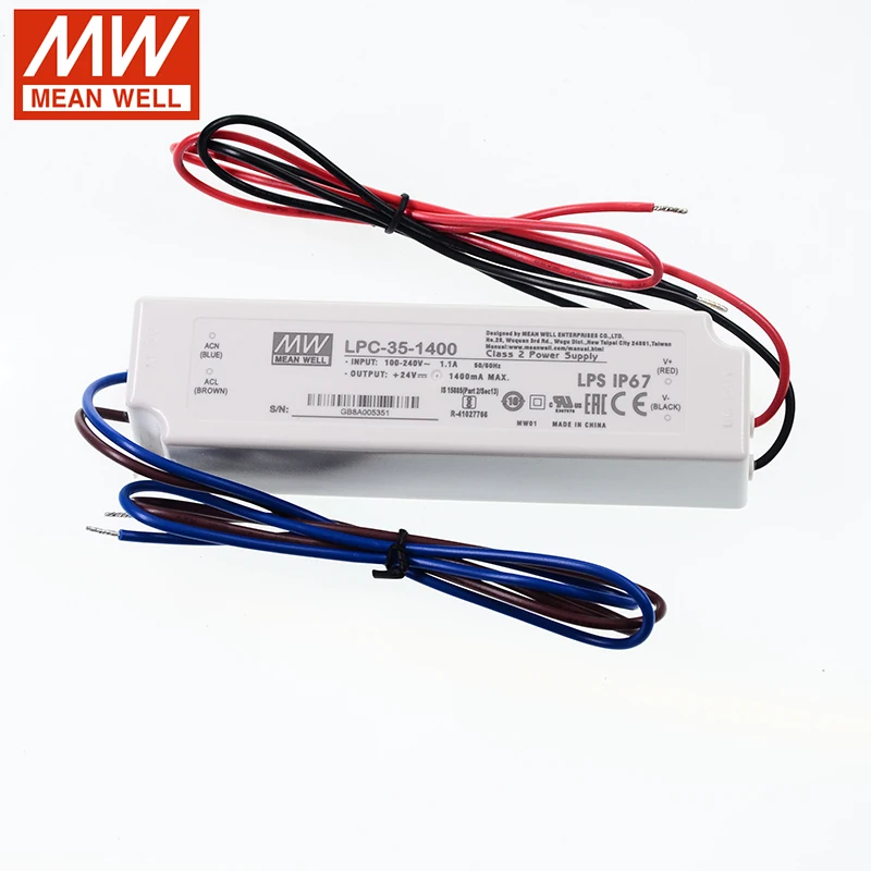 LPC-35-1400 хорошо импульсный источник питания 110 V/220 V AC до 9~ 24V DC 1400mA 33,6 W водонепроницаемый IP67 Светодиодный драйвер