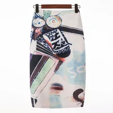 Женская элегантная повседневная винтажная цифровая печать граффити юбки леди сексуальная длина до колена юбка женская