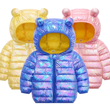 

Cute 1- 5yrs Baby Girl Jacket Kids Boys Fashion Shiny Coats With Ear Hoodie Winter Girl Clothes Infant Clothing Children Jackets