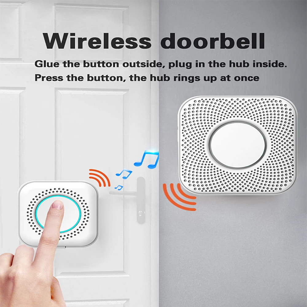 YUPA 433MHZ Wireless Smart Doorbell LED Light 36 Songs Welcome Home Security EU US Pulg Button Doorbell