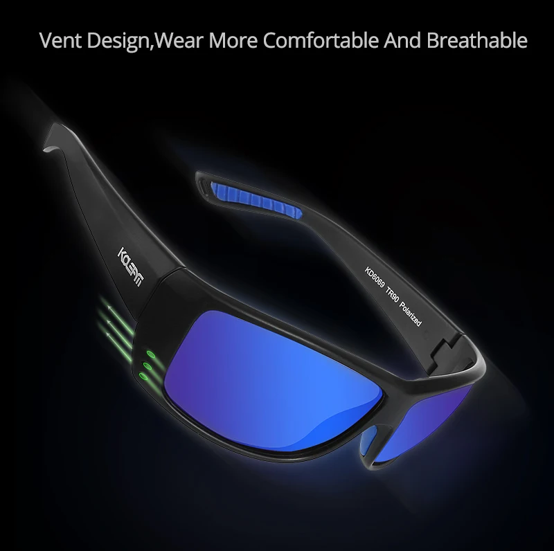 KDEAM, легкие, но прочные солнцезащитные очки TR90, мужские, поляризационные и, защита от ультрафиолета, спортивные солнцезащитные очки, с тремя отверстиями, вентиляционная система