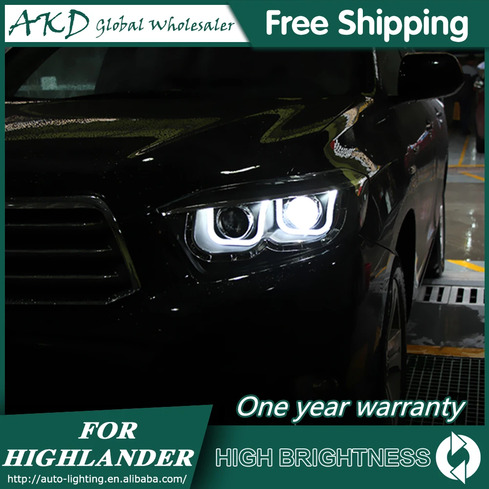 AKD автомобильный Стайлинг для фары Toyota Highlander 2009-2011 светодиодный фонарь DRL Bi Xenon объектив Высокий Низкий Луч парковочная противотуманная фара