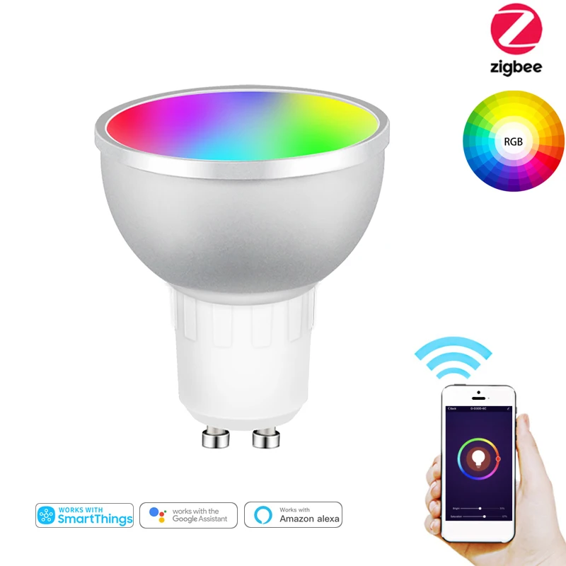 Zigbee умный дом Светодиодная лампа пятно ночсветильник 5 Вт GU10 RGBCW Tuya Smartthings