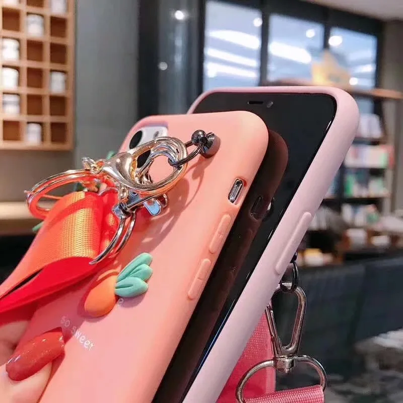 Плюшевая морковка авокадо персик кулон чехол для iPhone 11 Por X Xr Xs Max 6 6s 7 8 Plus Мягкий ТПУ чехол с ремешком через плечо
