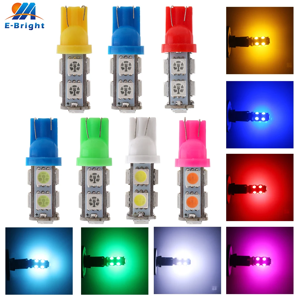 300 шт. DC 12V T10 5050 9 SMD Клин 194 W5W светодиодный лампы фары Вождение, парковка Предупреждение тире Внутреннее освещение автомобиля источник света