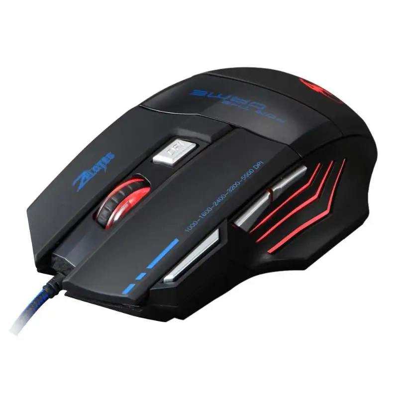 ZELOTES T-80 USB Проводная 5500 dpi Регулируемая оптическая игровая мышь с подсветкой