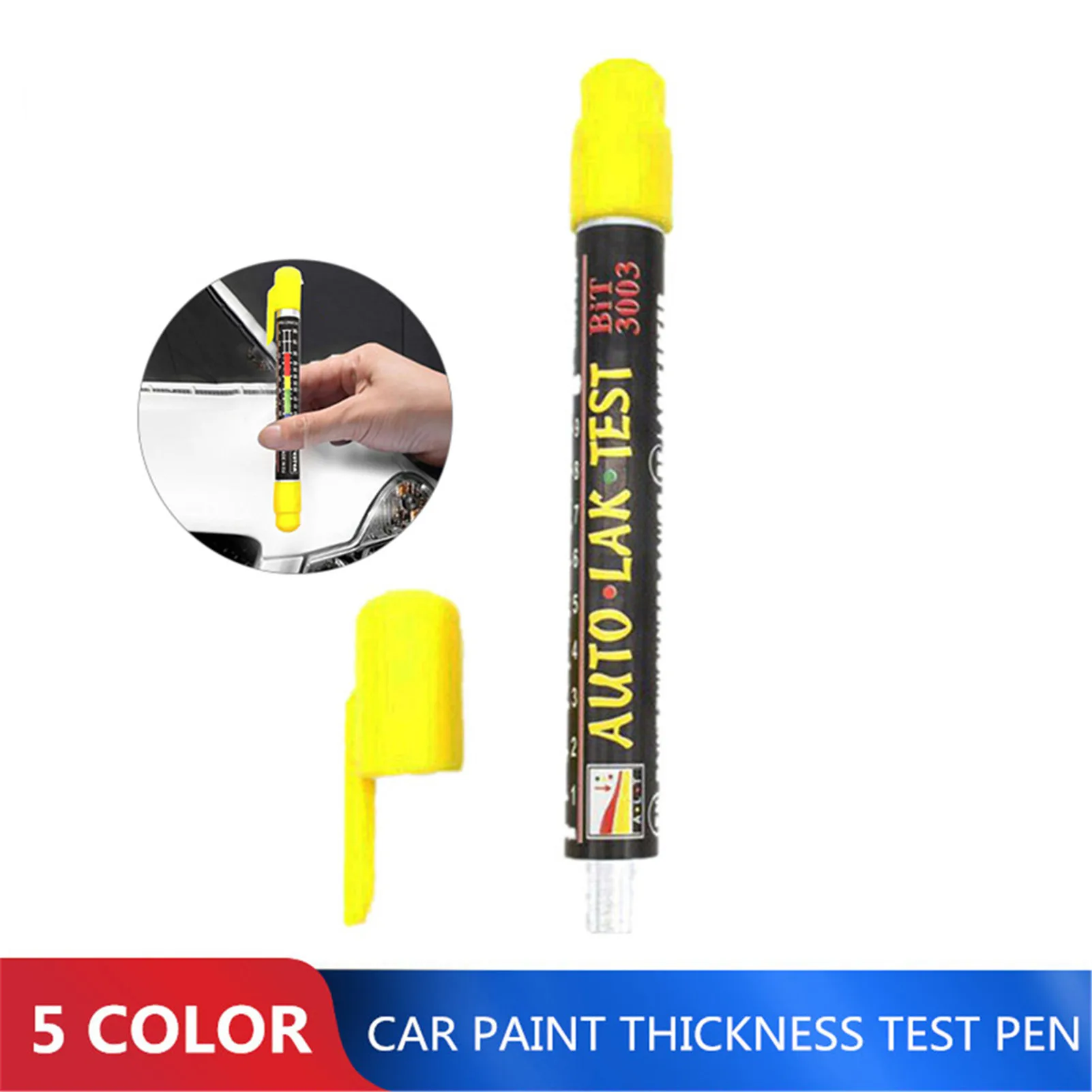 Paint Thickness Meter Coating Film Auto Measuring Water Resistant Car Crash Check Color Scale Lacquer Tester Gauge Magnetic Tip Pen Shape Portable Accurate Detector 