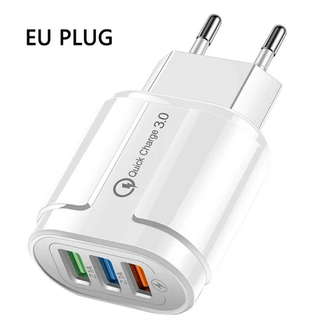 Charge QC 3.0  Wall Charging adapter 3USB For iPhone 12 11 Samsung Xiaomi Mobile USB Fast Charger for Huawei Redmi Note 7