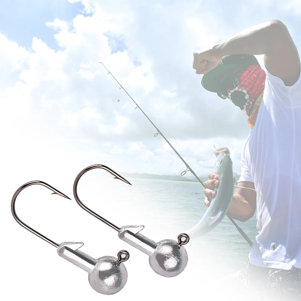 25pcs Jig Head Fishing Hooks Set Lead Jighead Fishhooks Jigging Hook Unpainted Worm Circle Hook For Carp Fishing