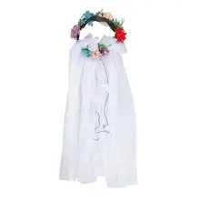 Свадебная фата с венком цветочный головной венок нежная искусственная Роза вуаль для волос лента для невесты Свадебные аксессуары