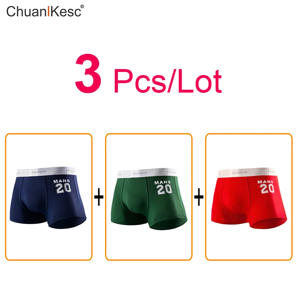 3 Pcs Pure Cotton Men's Boxers Personality Star Digital Underwear Fashion New Sexy Comfortable Basketball Running Sports Shorts