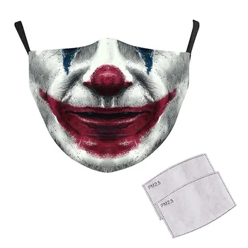 

1 Set 3D Halloween Face Masks Reuseable Horror Cosplay Mask Party Halloween Masquerade Joker Half Face Mouth Mask With 2 Filters