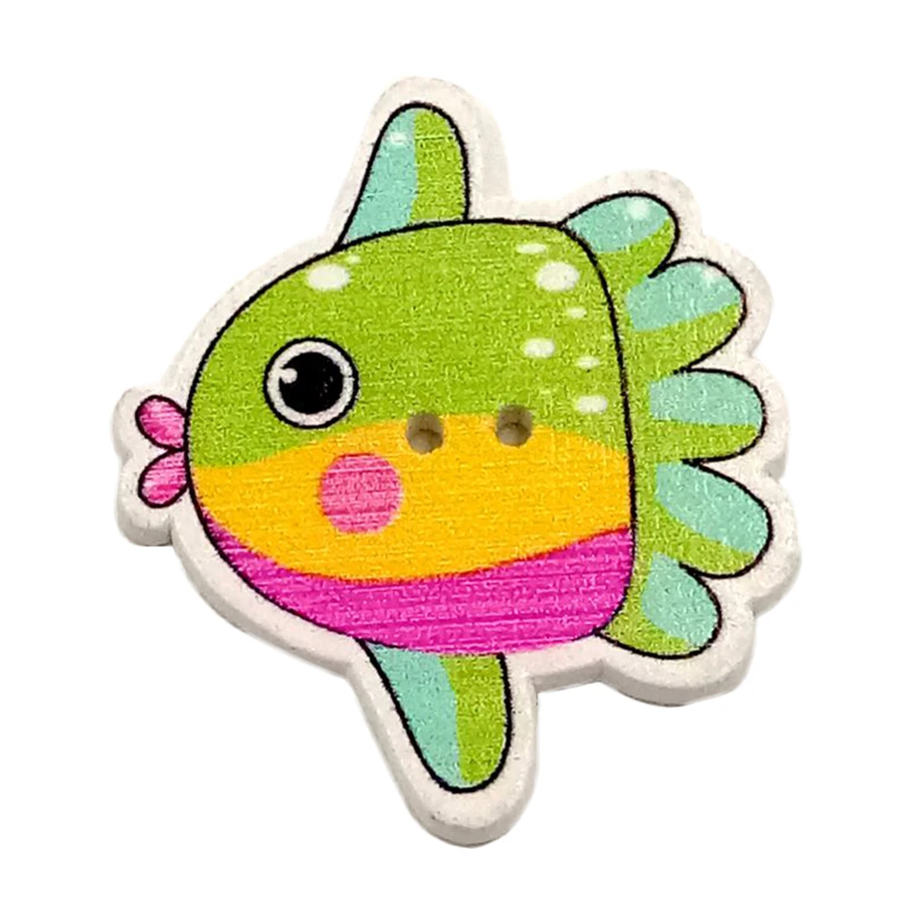 50 шт./упак. мультфильм морской животные Рыбы Крабы Seahorse 2 отверстия деревянные пуговицы для шитья искусства, ремесла и шитья