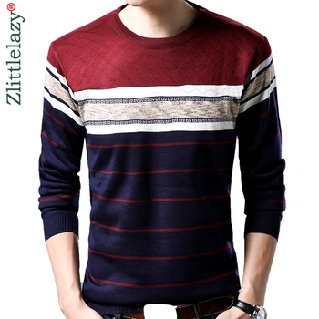 

2019 brand designer pullover striped men sweater mens thick winter warm jersey knitted sweaters mens wear slim fit knitwear 139