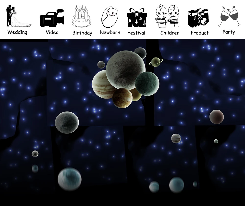 HUAYI космический фон для фотографии Фотофон, ребенок душ день рождения декоративный баннер поставки студия реквизит W2305