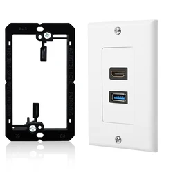 Homebata HDMI USB 3.0 Wall Plate Wall Charger Outlet 5 Gbps transfer rate Mount Socket Plate Panel Cover with Mounting Bracket