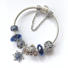 925 пробы, серебро, Кристаллизованная застежка в виде снежинки, цепочка в виде змеи, базовый Pan, браслеты, браслет, подходит для женщин, бусины, шарм, сделай сам, ювелирное изделие