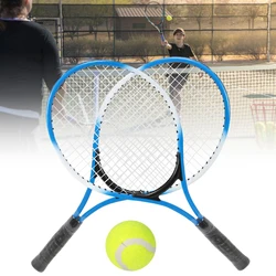 Children'S Blue Tennis Racket Set Iron Alloy Practice Tennis Racket Outdoor Dribbling And Beginner Carrying Bag Two Packs