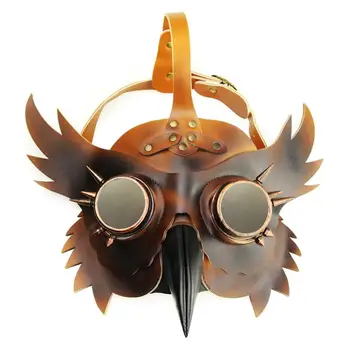 

Resin PU Leather Steampunk Plague Bird Mask Plague Doctor Eagle Beak Long Nose Masks Gothic Retro Mascara Halloween for Adults