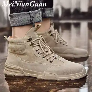 

Plush Shoes for Men Light Walking Boots for Men High Top Work Shoes Men Keep Warm Snow Boot Thick Bottom Male Flats Trainers E3