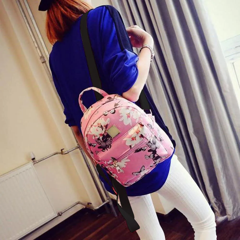 Mochila Floral de cuero para mujer, morral de viaje hecho en China, mochila escolar