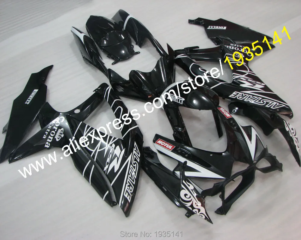 Тюнинг-пакет для Suzuki K8 GSX-R600 GSX-R750 2008 2009 2010 GSXR600 GSXR750 08 09 10 черно-белых линий и обтекатели для мотоцикла(литья под давлением