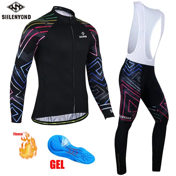 CBJ-BT-S2401 SIILENYOND, с длинным рукавом, для велоспорта, Джерси, наборы для велоспорта, зимняя, термальная, флисовая, одежда для велоспорта, MTB, для шоссейного велосипеда, одежда, Майо, Ropa костюмы - Цвет: CBJ-BT-S2401