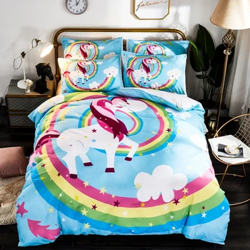 

Unicorn Rainbow colors 3D Bedding Set Printed Duvet Cover Set King Twin Size