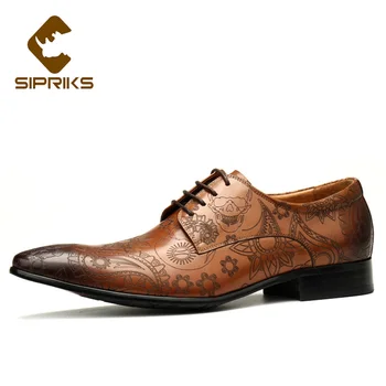 

Sipriks Luxury Brand Mens Derby Shoes Burgundy Black Brown Formal Tuxedo Shoes Fashion Office Work Lace Up Shoe Plus 45 Euro 44