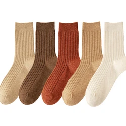 5 Pairs/ Lot Wool Socks For Women Autumn Winter Warm Casual Color Thick Wool Long Socks For Girls High Quality Women's Socks