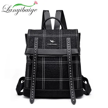 

Lanyibaige 2020 New PU Women Corduroy Travel School Backpack Satchel Bag Bookbags Shoulder Rucksack Large Capacity Retro