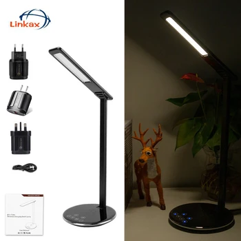 

LED Table Lamp Dimmable Touch Switch Timer QI Wireless Charging Reading Light Eye Protection Desk Light for Cellphone Charging