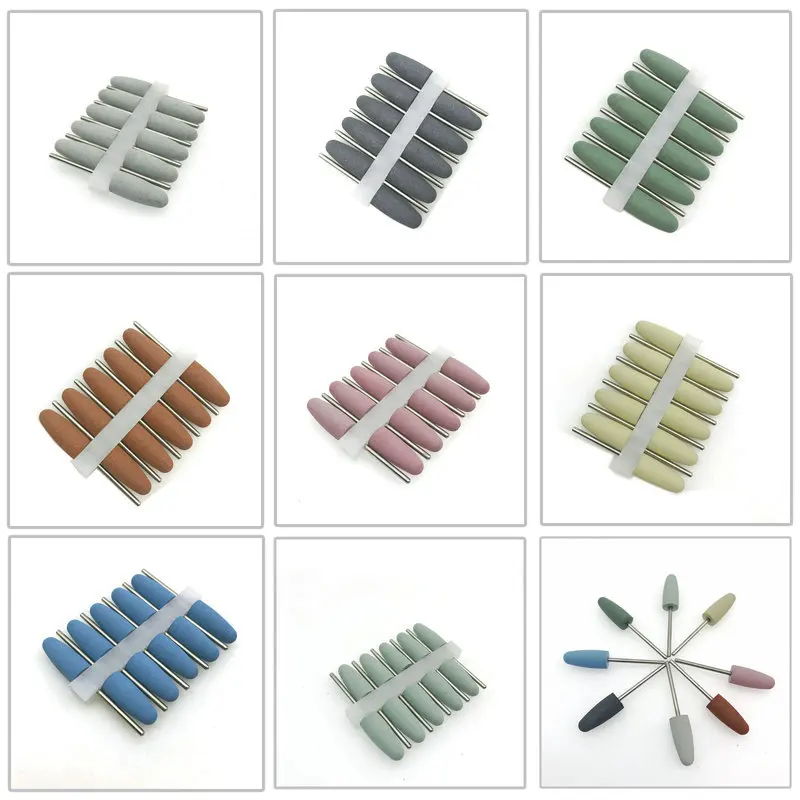 Pulidor de Pulido Dental de goma de silicona, brocas para manicura eléctrica y pulido Oral, 10 Uds.