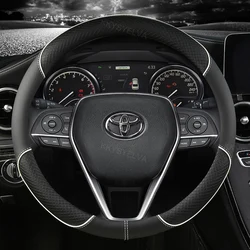 Luxury Leather Car Steering Wheel Cover, 38cm (White)