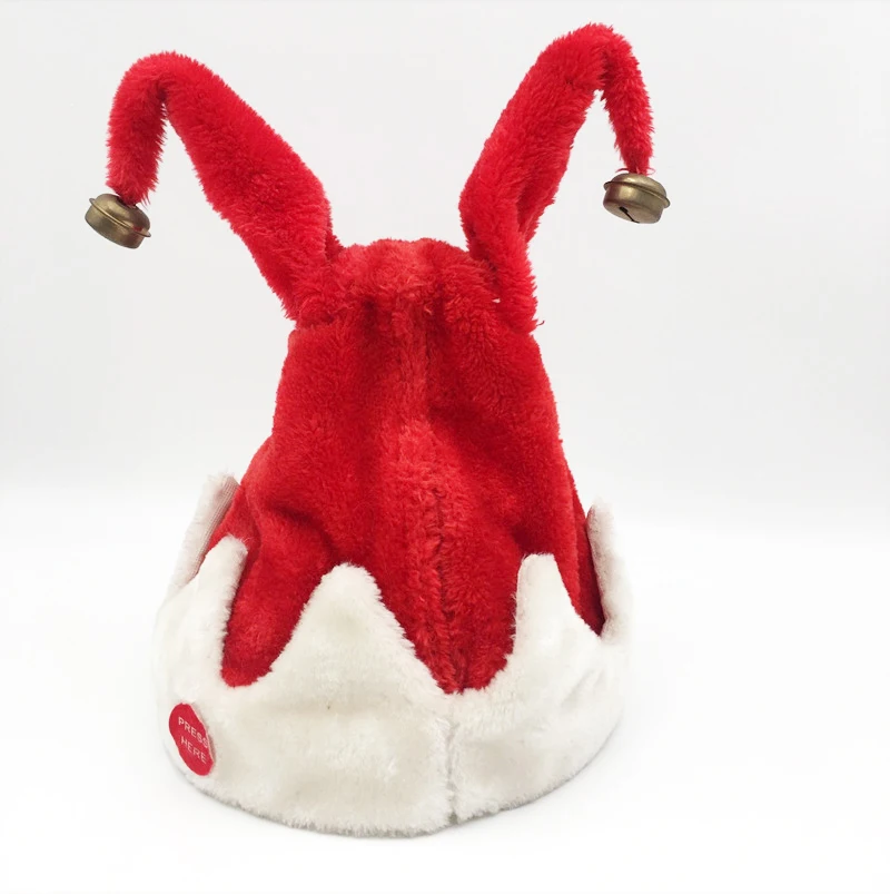 5 Choice Musical Bell Christmas Santa Antler Hat Singing Dancing Moving Electric Antler Hat Plush Adult Winter Warm Gif