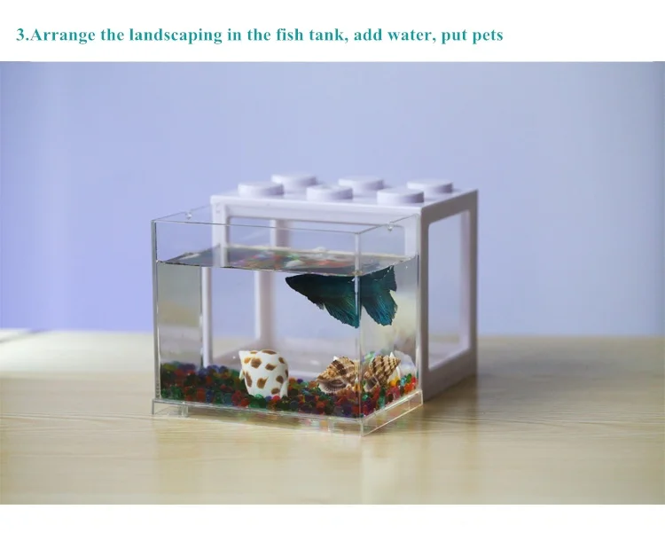 Desktop Mini Fish Tank Freedom Assembly Building Block Aquarium Fish Bowl Acrylic Water Tank Fish Decoration Accessories