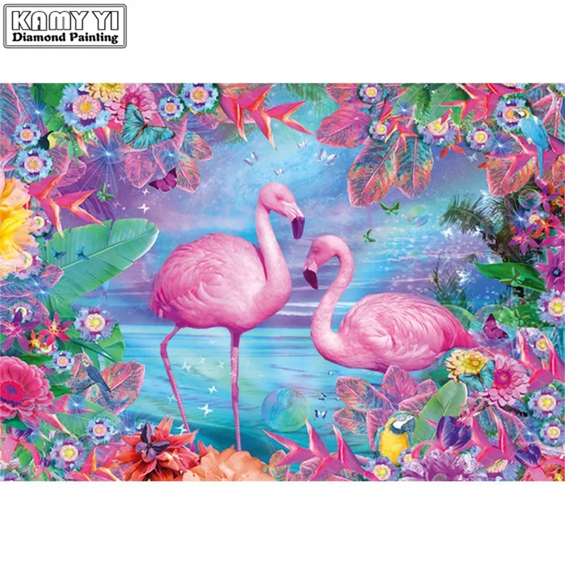 Diamond Painting Animals Mosaic Full Square round 5D DIY Embroidery Flamingo Handmade Gift Living Room Decor | Дом и сад