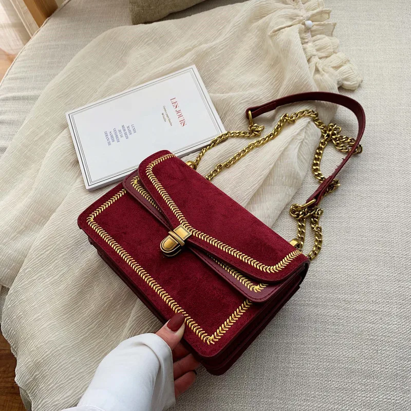 

Texture Woman 2019 Autumn Western Style Chain Small Square Bag Messenger Single