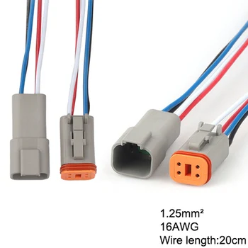 

25Set DT06-6S DT04-6P Male Female Wire Harness 1.25mm2 Wire With 4Pin Connector 16AWG 20cm Length