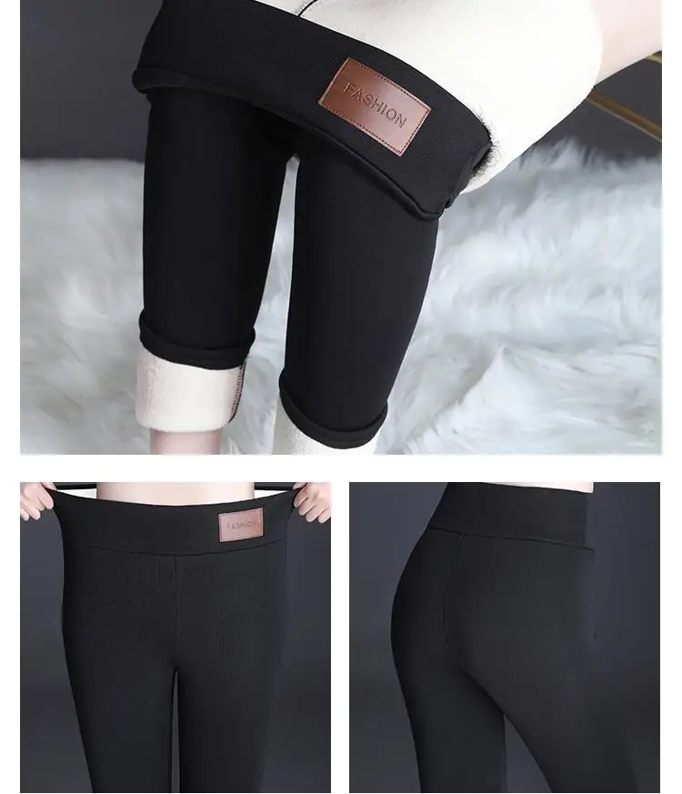 Warm Winter Leggings for Women High Waist Black Thick Velvet Wool Fleece Lift Buttock Pencil Pants Ladies Plus Size Trousers 6xl