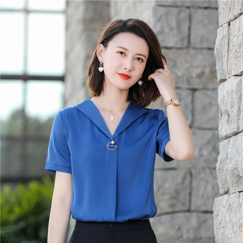 2021 Summer Office Ladies Work Wear Blouses Female Tops Clothes Ol