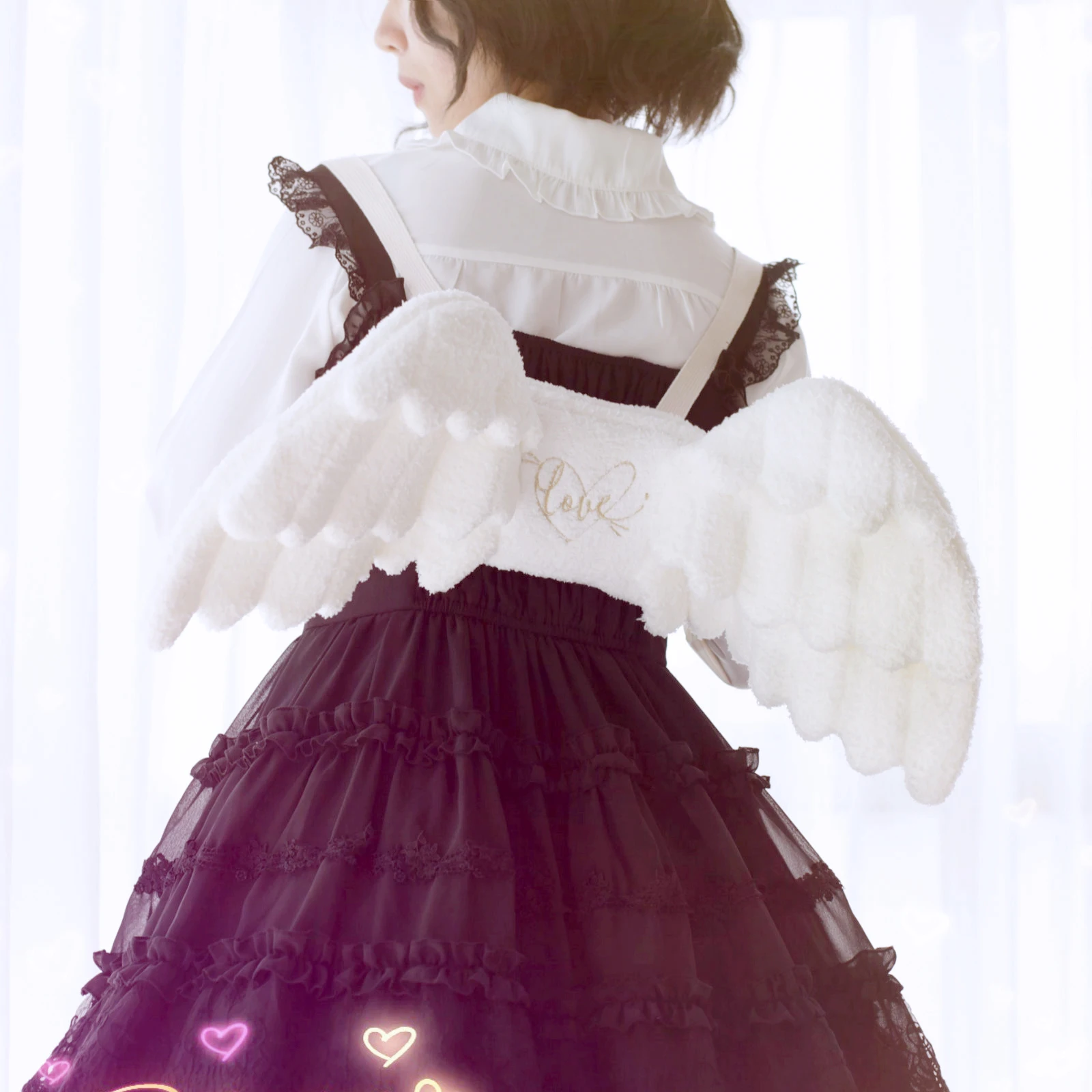 Маленький рюкзак Angle Girl Wings в Стиле Лолита белая плюшевая меховая сумка Феи Кей |