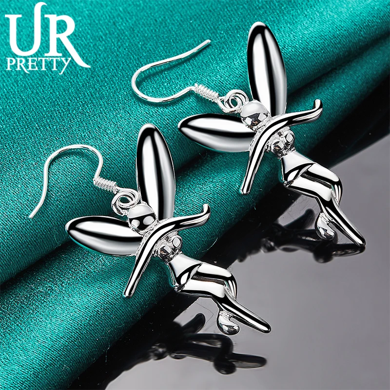 URPRETTY-pendientes de gota de Hada de Plata de Ley 925 para mujer, joyería de fiesta de compromiso de boda, regalo de encanto, nuevo