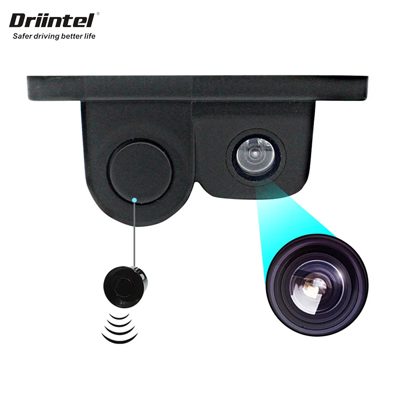 Парктроник Driintel 2 в 1, парковочные датчики заднего вида, универсальная камера, высокая четкость, ночное видение, Реверсивный Rad