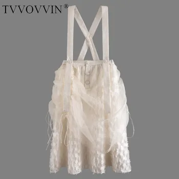 

TVVOVVIN 2020 Summer New Style Pearl Rhinestone Buckle Checkered Drawstring Strap Dress Women Tassel Soldi Patchwork A951
