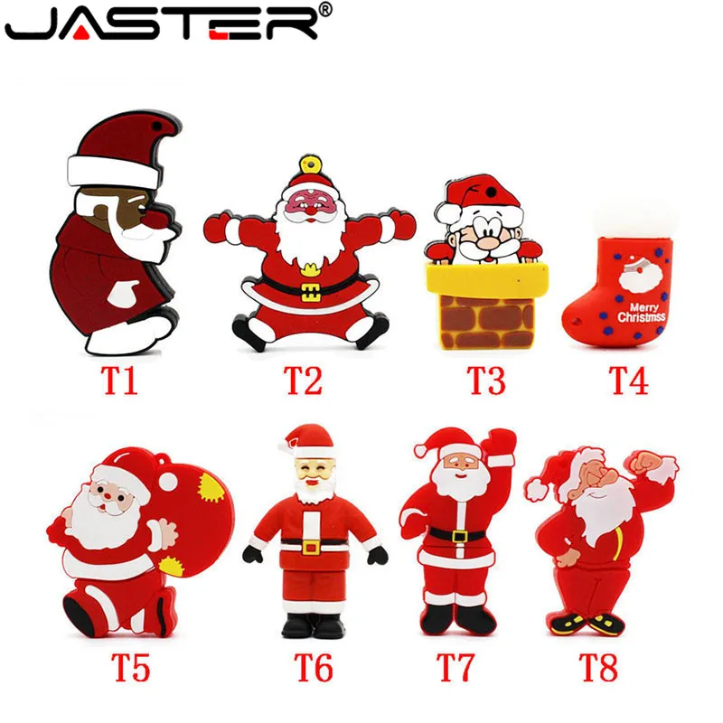 Cartoon Christmas Santa Claus USB Flash Drive USB 2.0 4GB 8GB 16GB 32GB 64GB Pen drive Memory Stick PenDriver creative gift