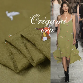 

100cm*135cm Paper crane natural silk wool fabric quality georgette crepe material for dress