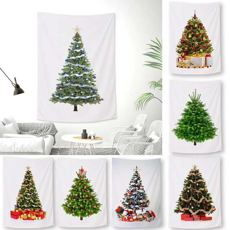 

Diamosaic Christmas Tapestry Wall Mounted Christmas Party Home Decoration Christmas Tree Print Large Tapestries Blanket Decor