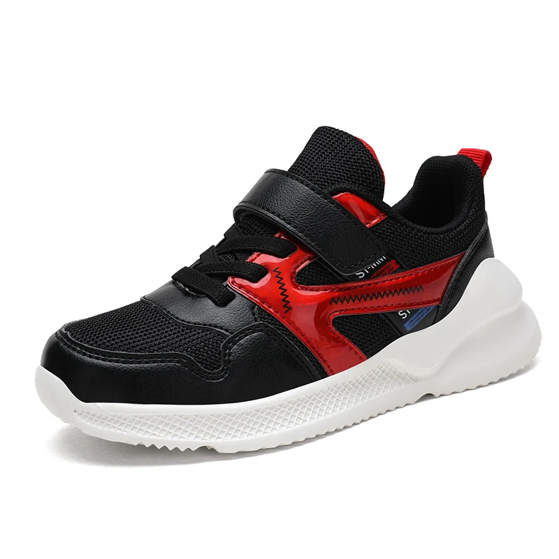 Black Red Лидер продаж; обувь для мальчиков; удобные Прогулочные кроссовки для больших мальчиков; дышащая обувь для девочек; Детская школьная обувь; Размеры 26-37 - Цвет: Black Red